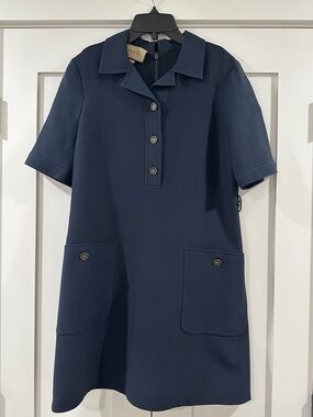AUTHENTIC Gucci Dark Navy Short-Sleeve Polo Shift Dress